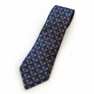 Hermes Men's Blue Anchor Nautical Boat Luxury 100% Silk‎ Tie Made In France EUC
